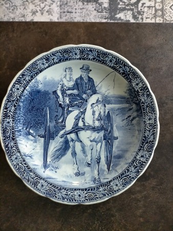 af hebben Dijk Paard Groot Delfts Blauw bord | Dutch Delftware